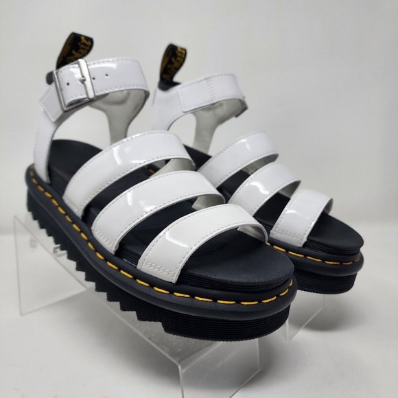 Martens Sandals Womens White Patent Leather Blaire